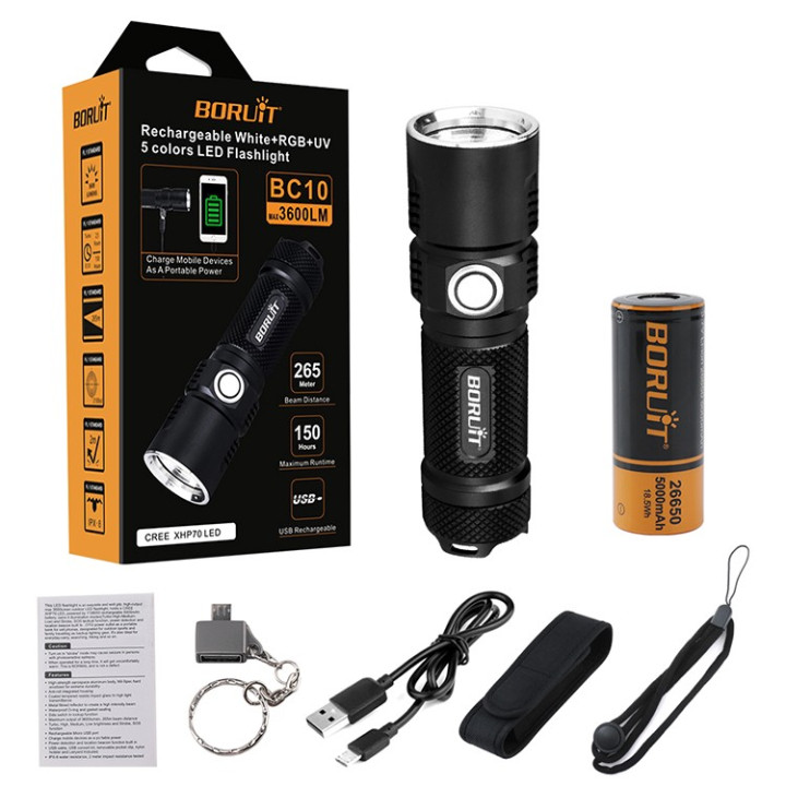 Ficklampa Boruit BC10 3600 lumen